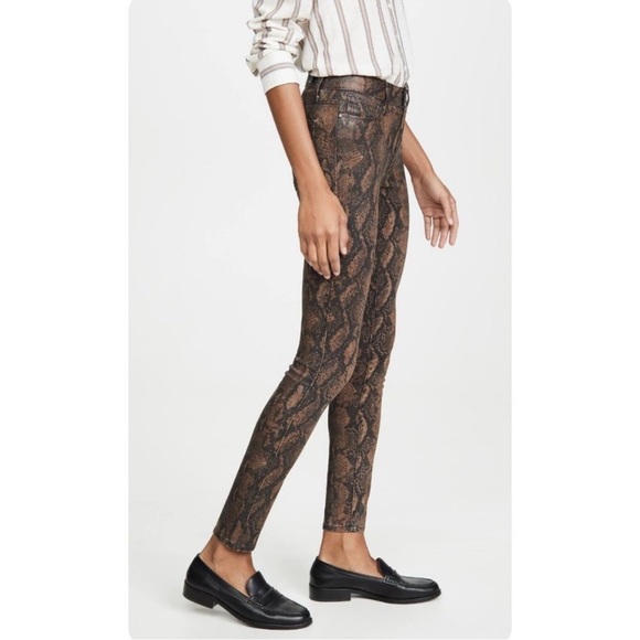 NWT PAIGE Hoxton Jeans Ultra Skinny Coated Snake Black Brown Size 26 - Picture 16 of 16